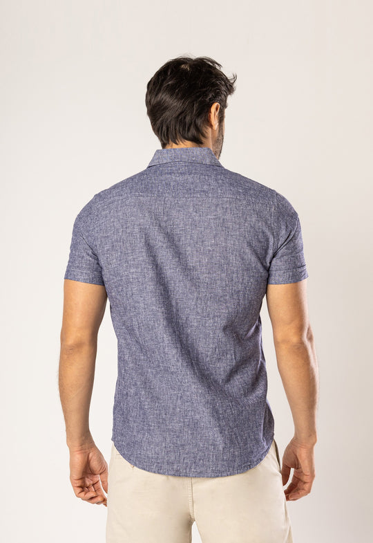 Camisa Linho com Algodão Capri MC Marinho