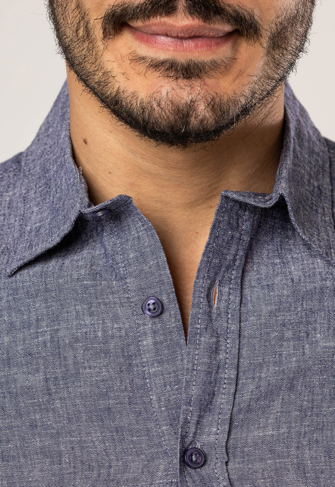 Camisa Linho com Algodão Capri MC Marinho