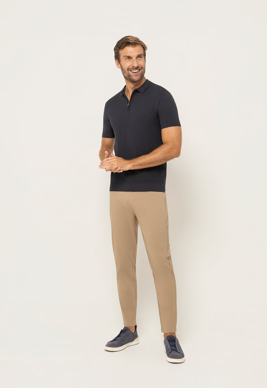 Polo Tricot Meio Zip Chumbo
