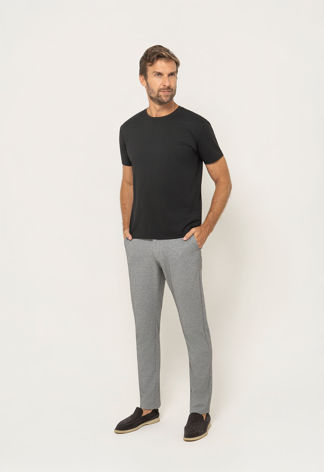 Calça Malha Ajuste Cos Cinza Mescla