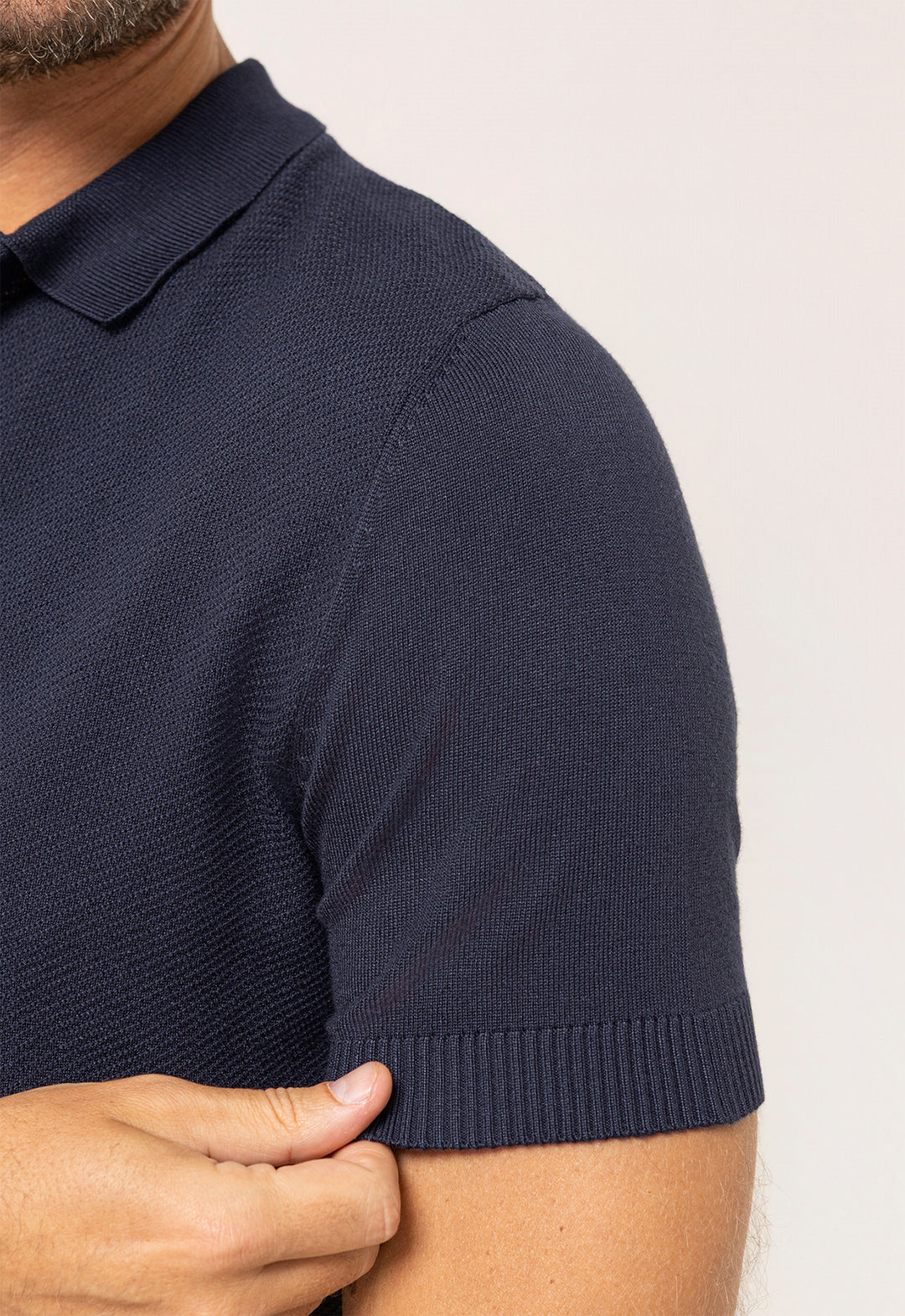 Polo Tricot Meio Zip Marinho