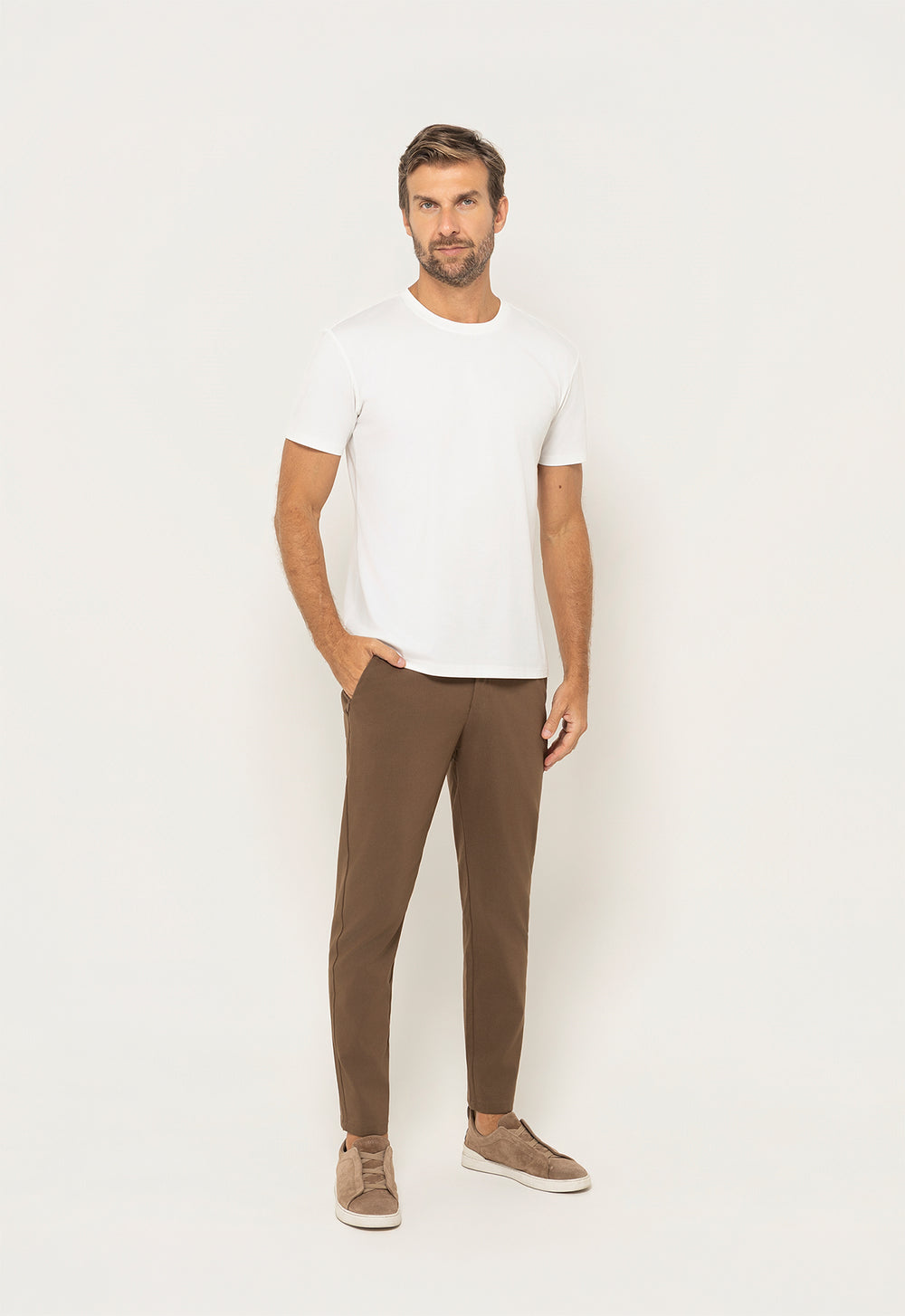 Calça Social Versátil Zip Bege