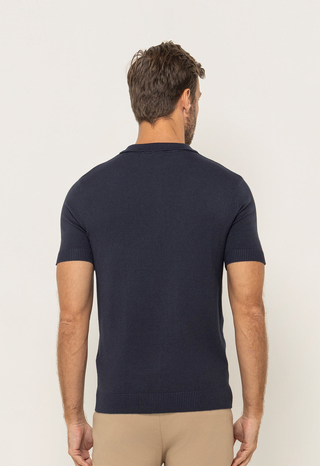 Polo Tricot Meio Zip Marinho