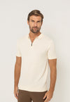 Polo Tricot Meio Zip Creme