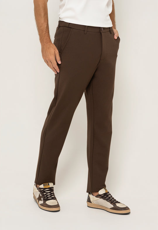Calça Ponto Roma Ajuste Cos Marrom