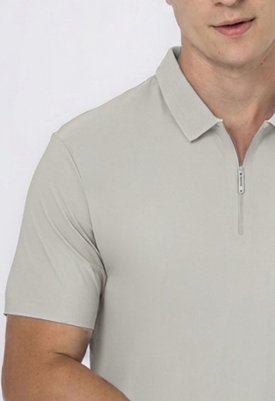 POLO DRY-FIT MOTION ZIP CINZA CLARO