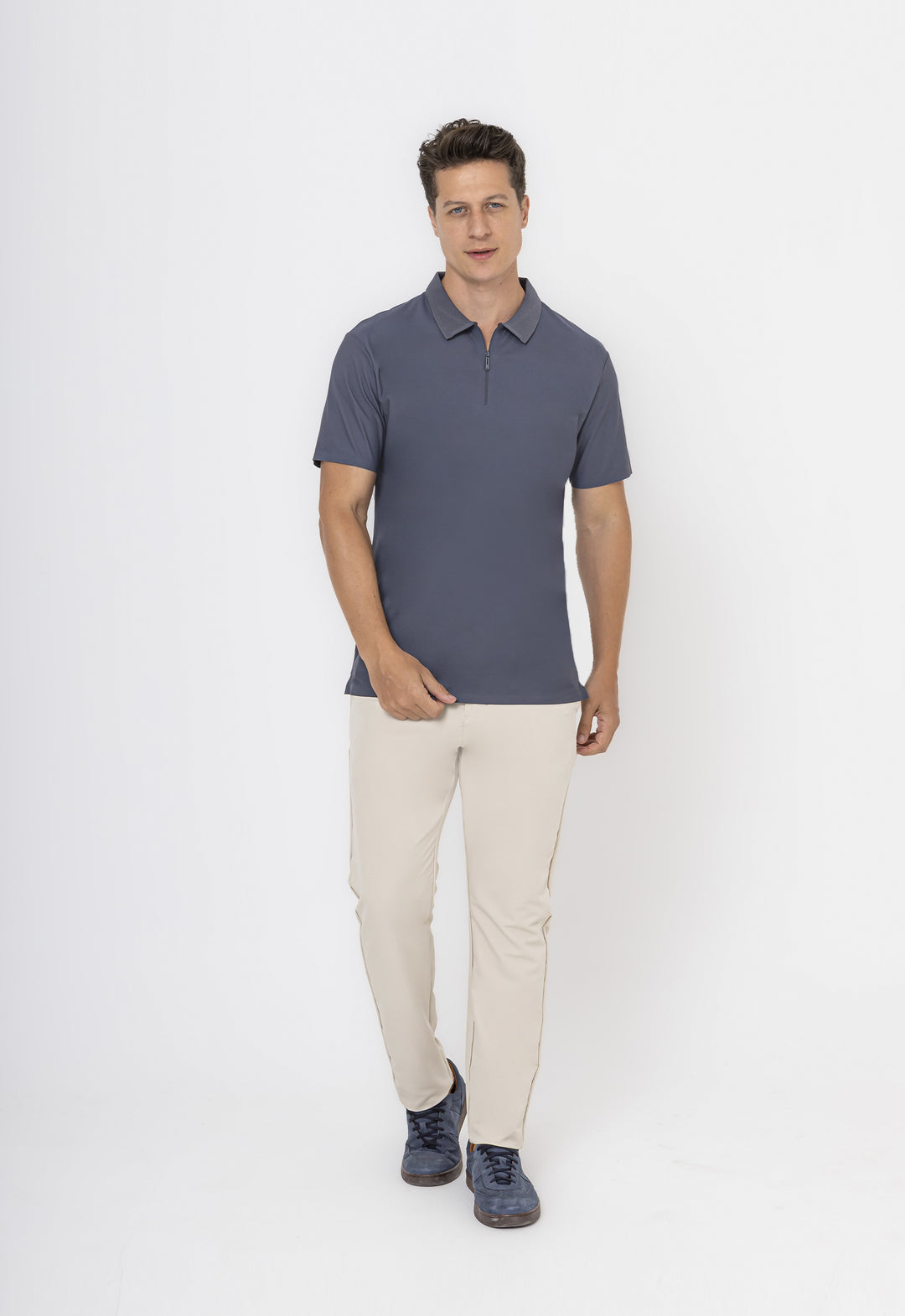 POLO DRY-FIT MOTION ZIP GRAFITE