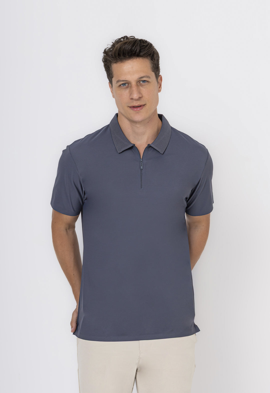POLO DRY-FIT MOTION ZIP GRAFITE